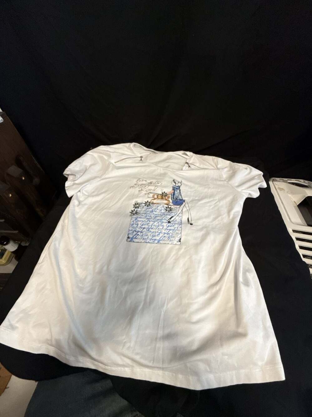 Karl Lagerfeld Paris T-Shirt with Eiffel Tower Zipper and Embroidered Design